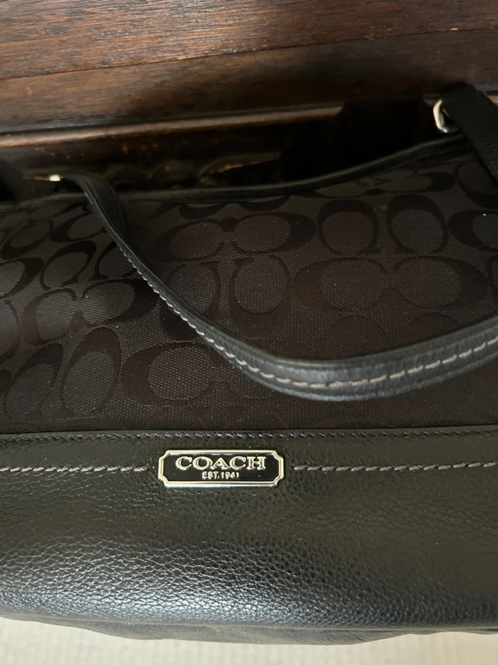 COACH Park Signature Carrie Tote Handbag.